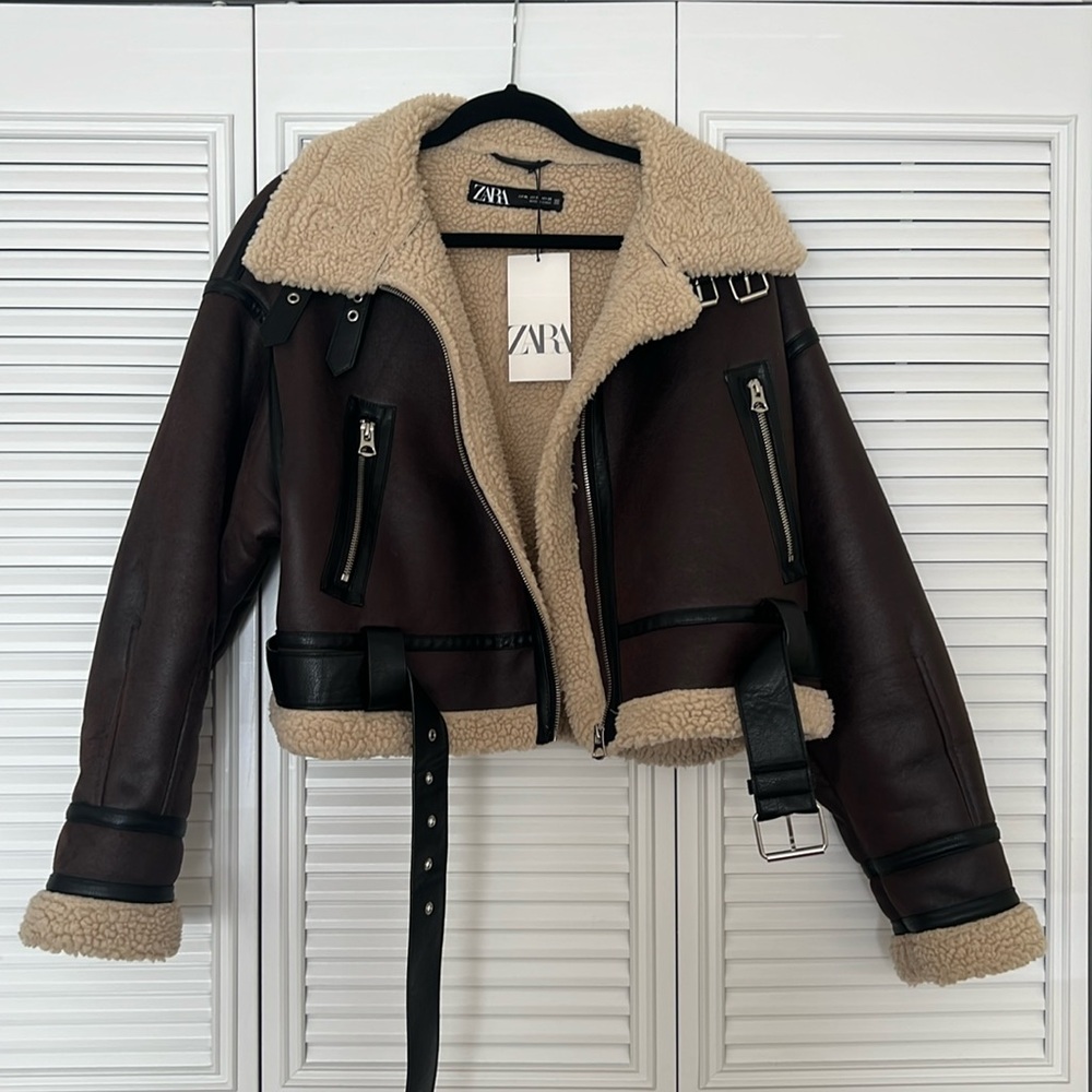 ZARA Sherpa Leather Jacket